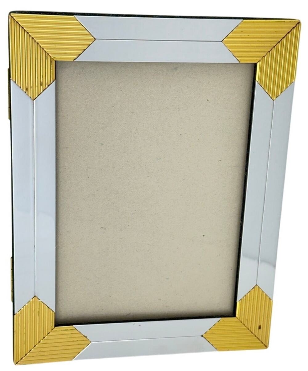 Vintage 80s Black Velvet Photo Frame Book Gold Corner Accents 5x7